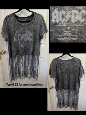 torrid Black/Grey AC/DC Fringe Graphic Tee